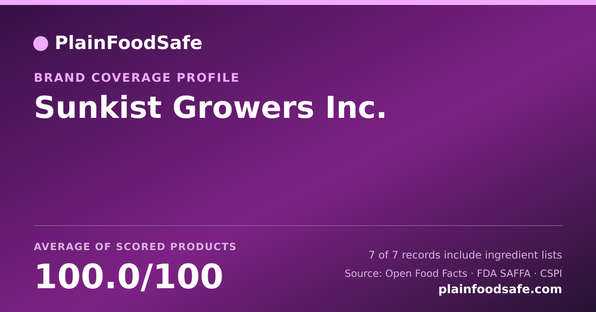 Share card for Sunkist Growers  Inc. Food Safety Profile