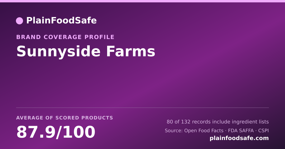 Share card for Sunnyside Farms Food Safety Profile