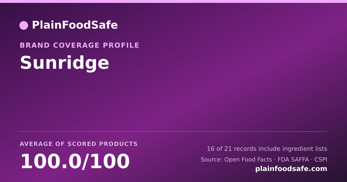 Share card for Sunridge Food Safety Profile