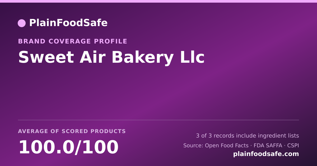 Share card for Sweet Air Bakery Llc Food Safety Profile