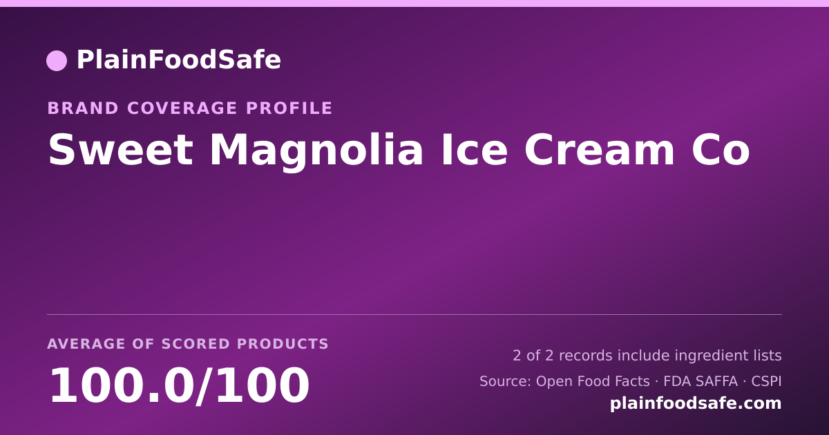 Share card for Sweet Magnolia Ice Cream Co Food Safety Profile