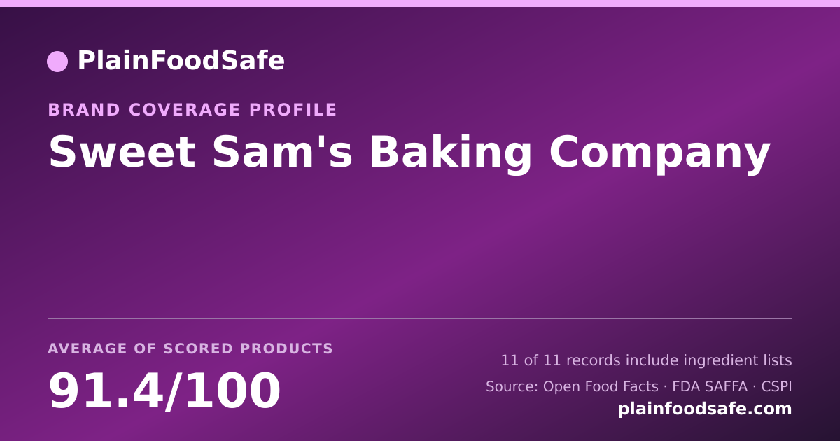 Share card for Sweet Sam's Baking Company Food Safety Profile