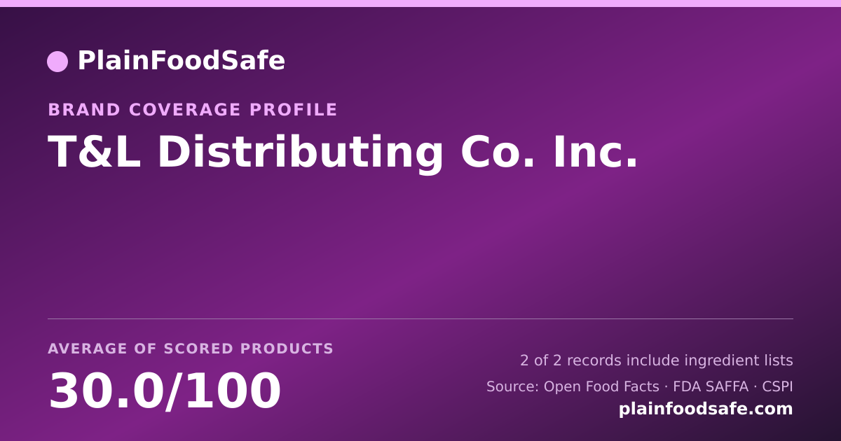 Share card for T&L Distributing Co. Inc. Food Safety Profile