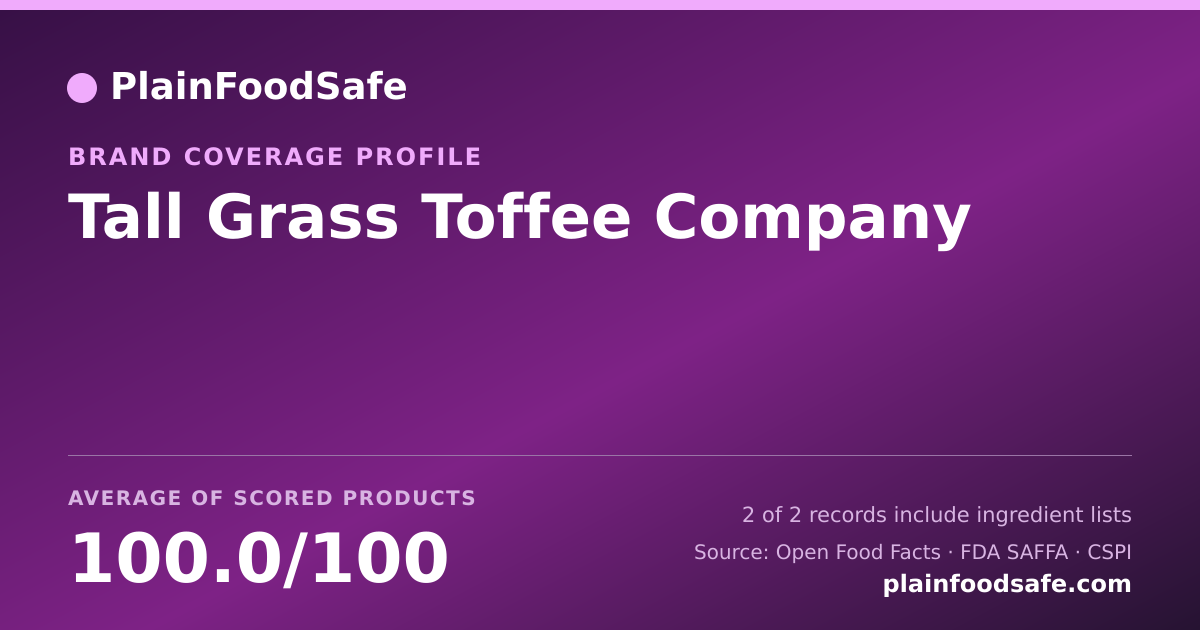 Share card for Tall Grass Toffee Company Food Safety Profile