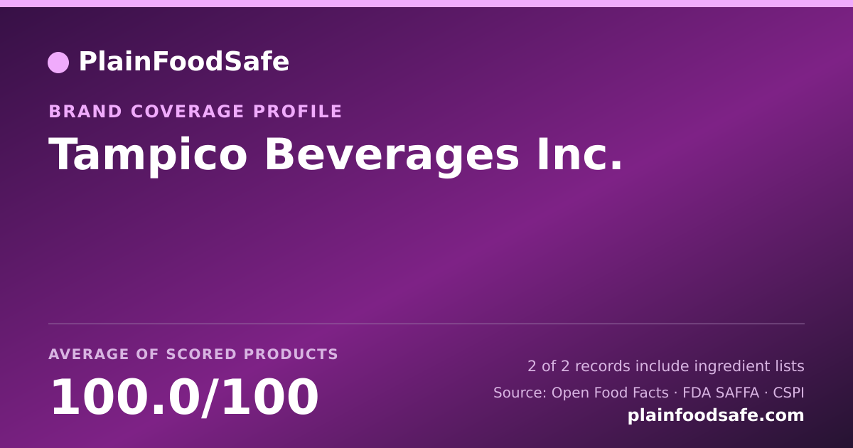 Share card for Tampico Beverages Inc. Food Safety Profile