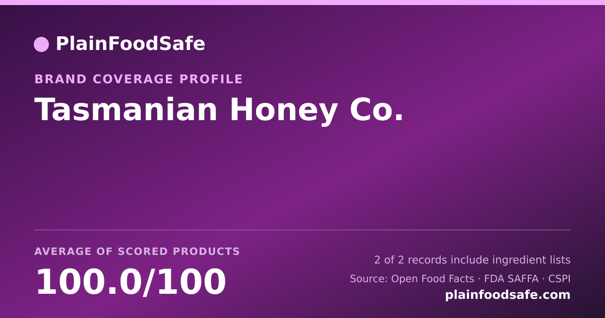 Share card for Tasmanian Honey Co. Food Safety Profile
