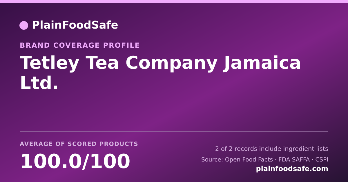 Share card for Tetley Tea Company Jamaica Ltd. Food Safety Profile