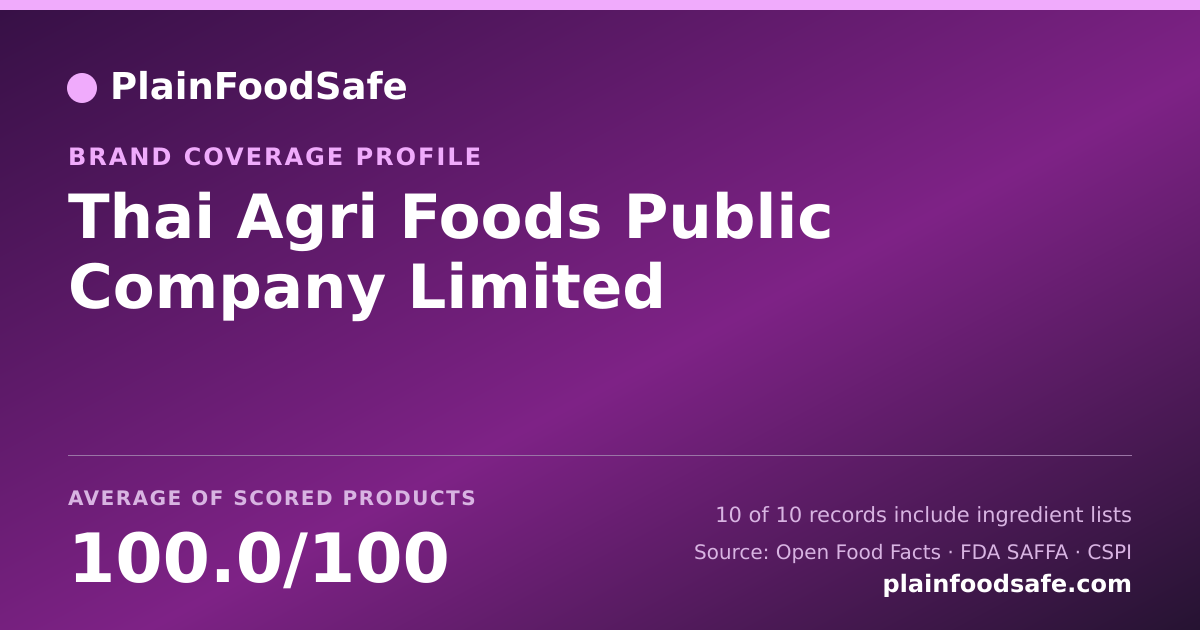 Share card for Thai Agri Foods Public Company Limited Food Safety Profile