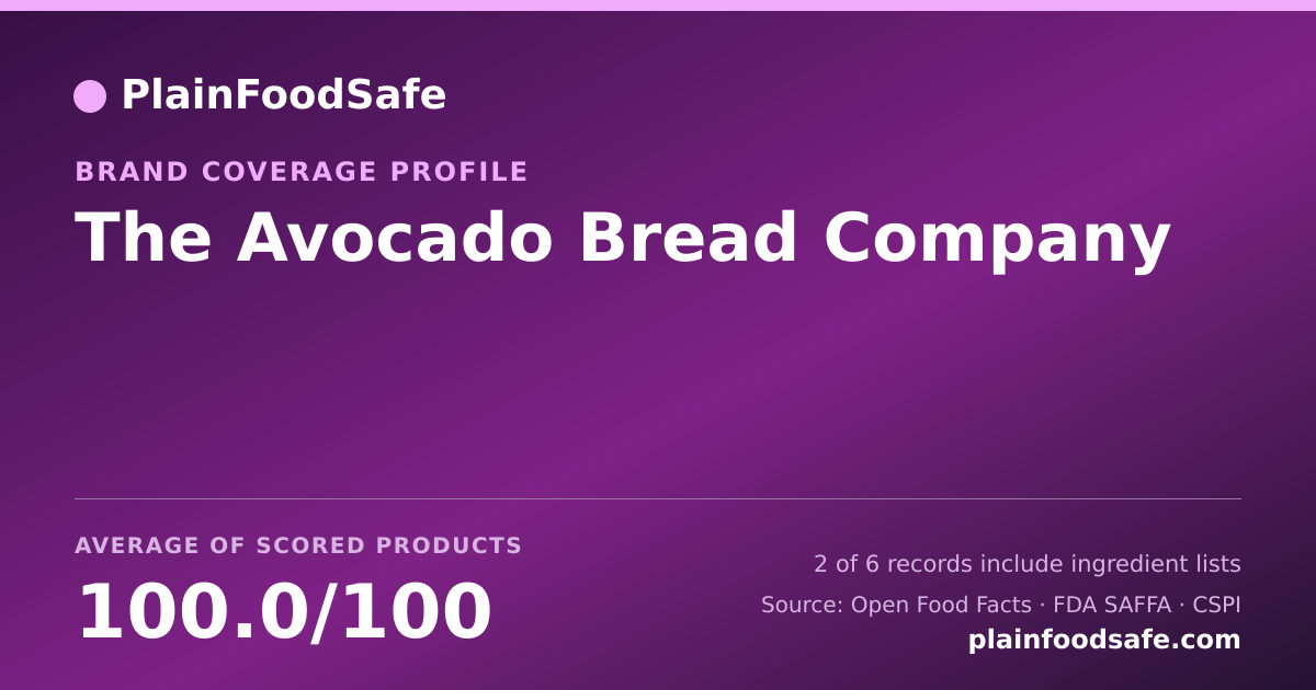Share card for The Avocado Bread Company Food Safety Profile