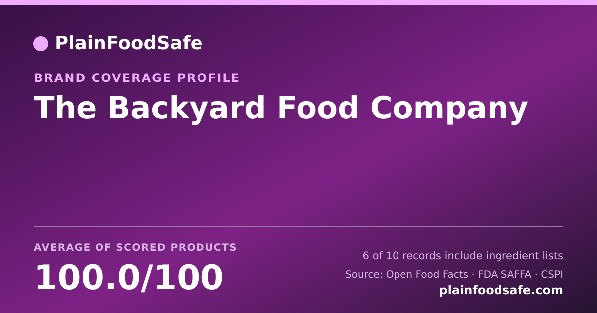 Share card for The Backyard Food Company Food Safety Profile