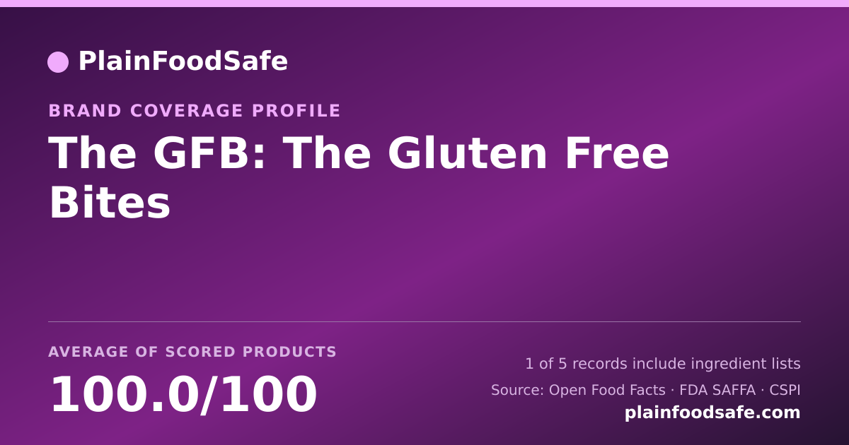 Share card for The GFB: The Gluten Free Bites Food Safety Profile