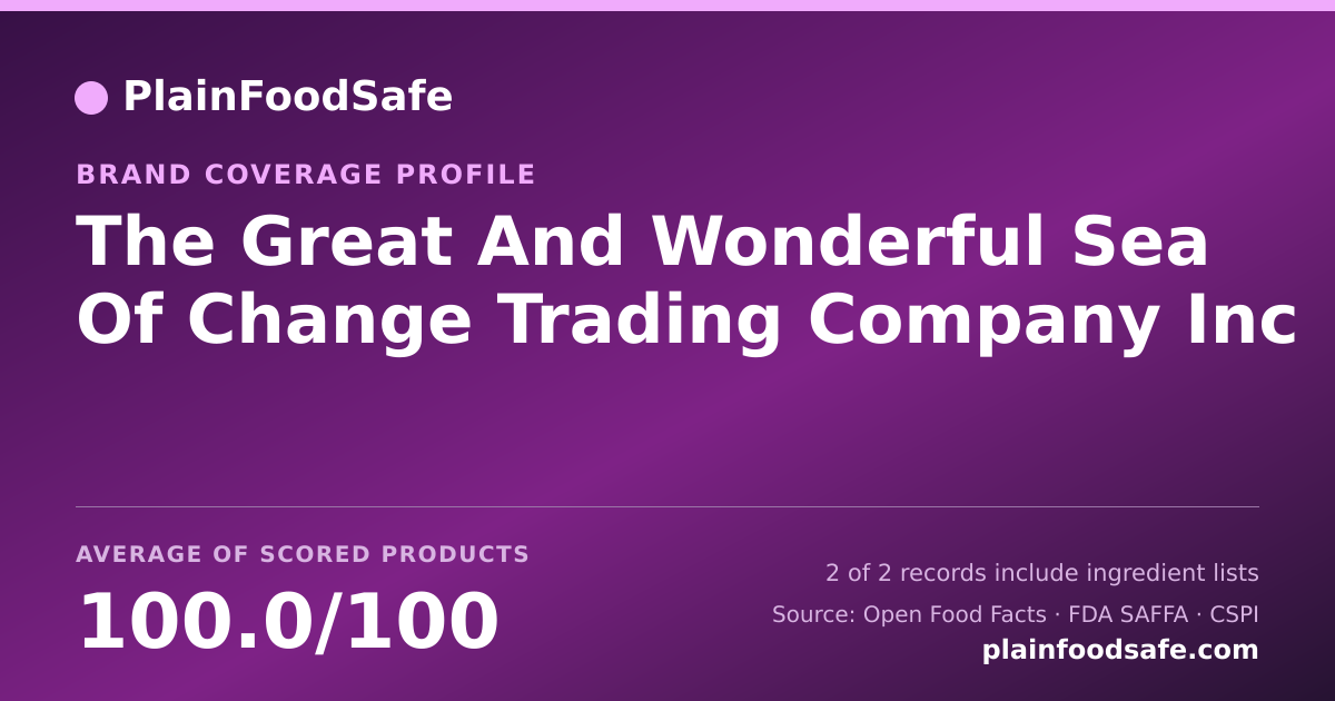 Share card for The Great And Wonderful Sea Of Change Trading Company  Inc Food Safety Profile
