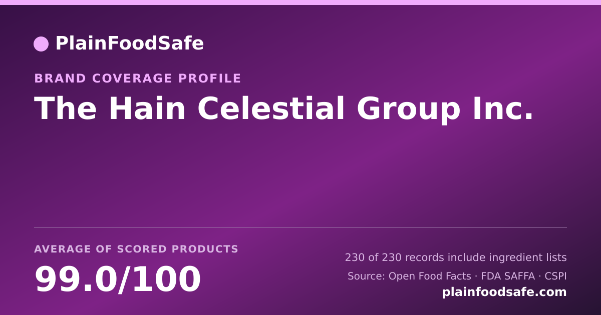 Share card for The Hain Celestial Group  Inc. Food Safety Profile