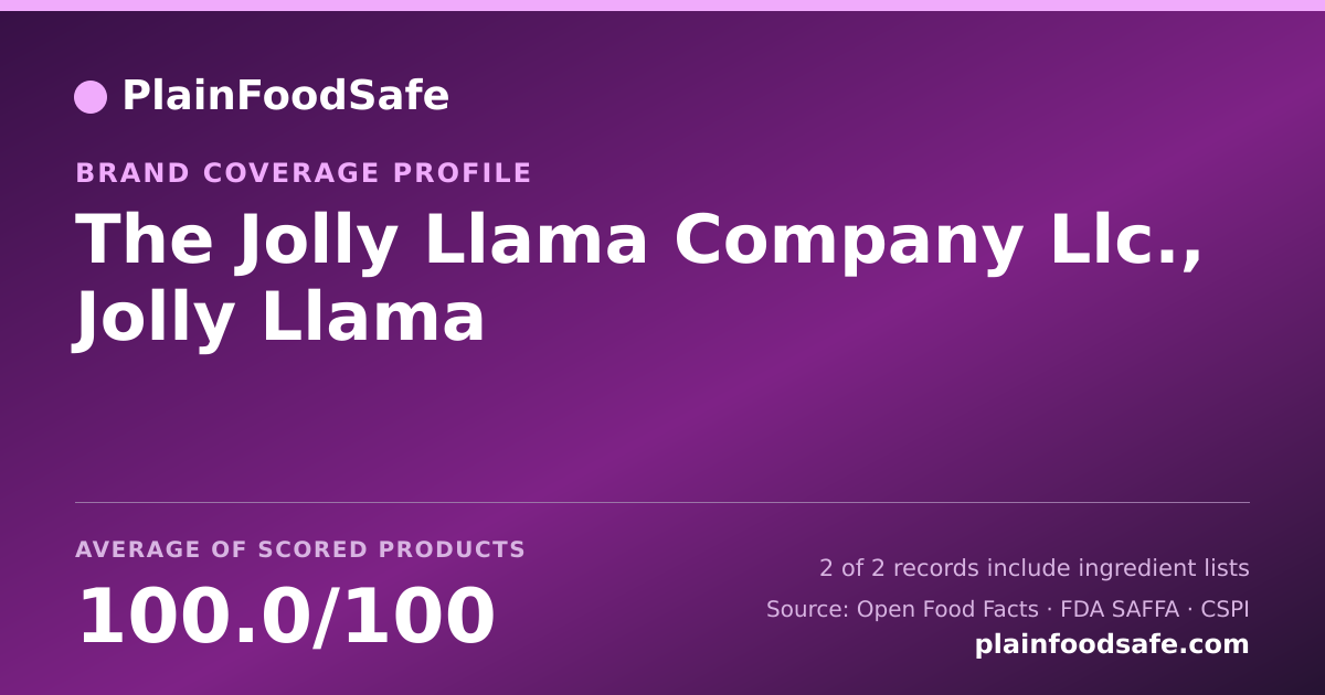Share card for The Jolly Llama Company Llc., Jolly Llama Food Safety Profile