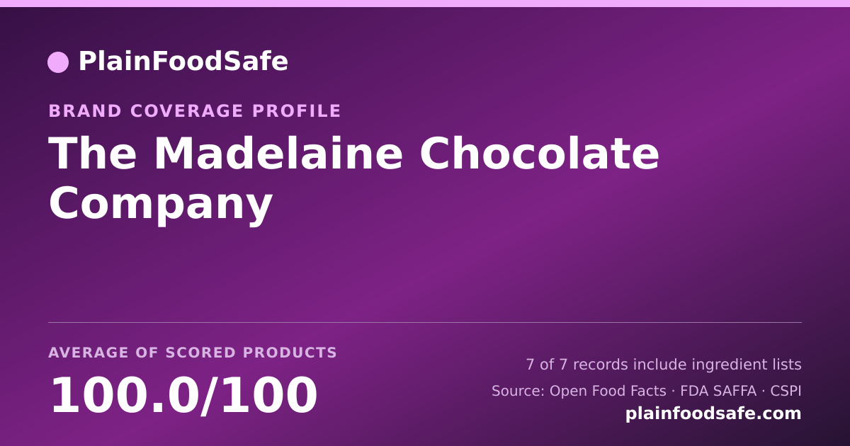Share card for The Madelaine Chocolate Company Food Safety Profile
