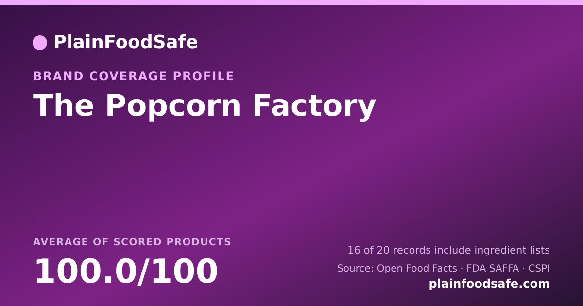 Share card for The Popcorn Factory Food Safety Profile