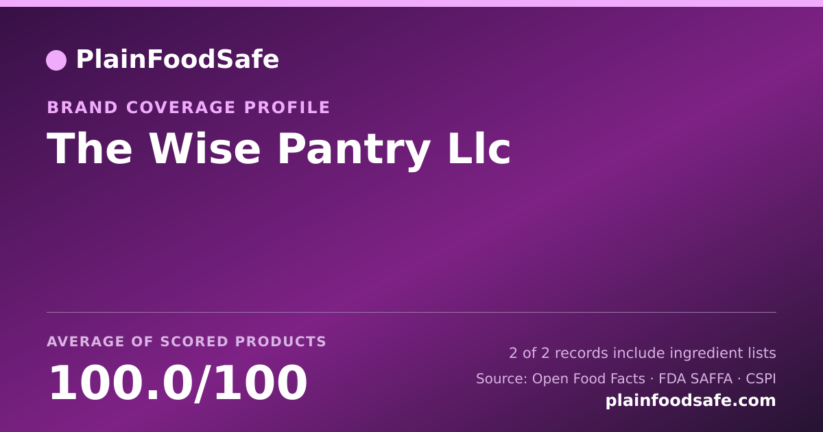 Share card for The Wise Pantry  Llc Food Safety Profile