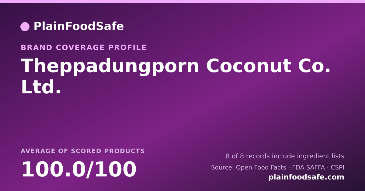 Share card for Theppadungporn Coconut Co.  Ltd. Food Safety Profile