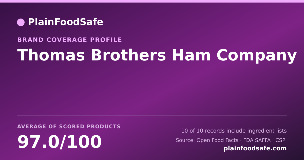 Share card for Thomas Brothers Ham Company Food Safety Profile
