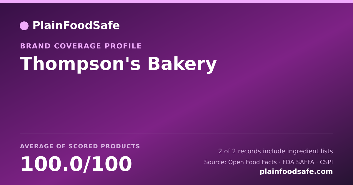 Share card for Thompson's Bakery Food Safety Profile