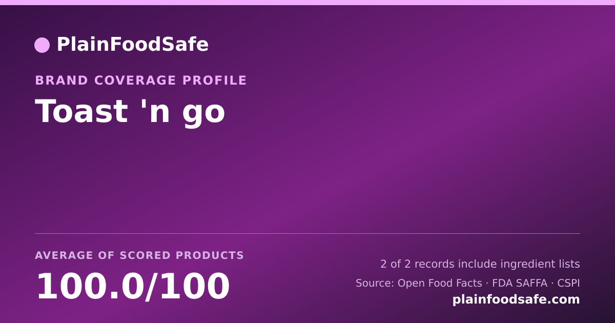 Share card for Toast 'n go Food Safety Profile