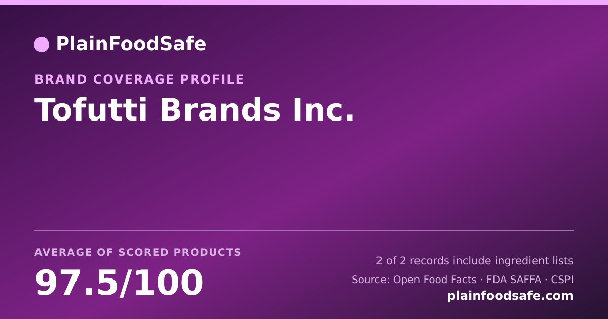 Share card for Tofutti Brands  Inc. Food Safety Profile