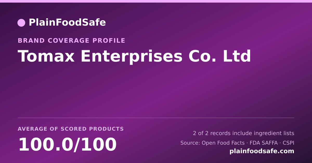 Share card for Tomax Enterprises Co.  Ltd Food Safety Profile