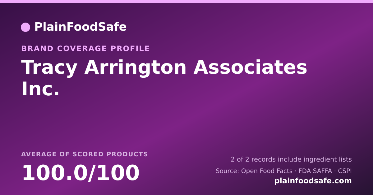 Share card for Tracy Arrington Associates  Inc. Food Safety Profile