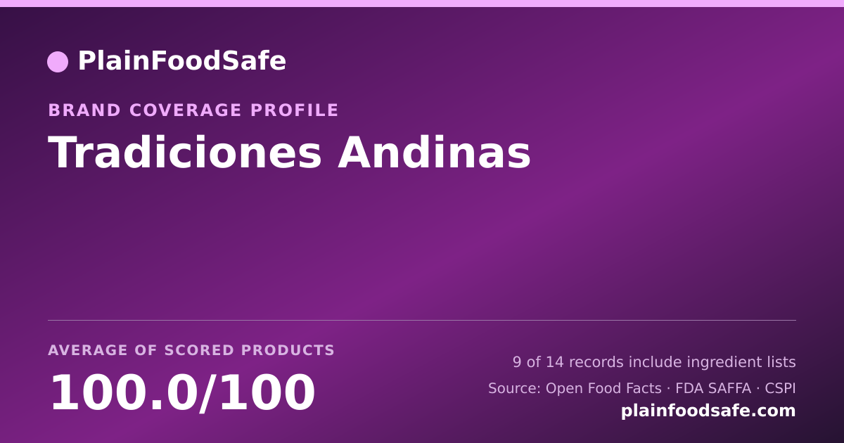 Share card for Tradiciones Andinas Food Safety Profile