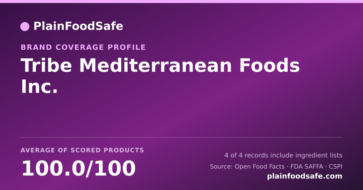 Share card for Tribe Mediterranean Foods  Inc. Food Safety Profile
