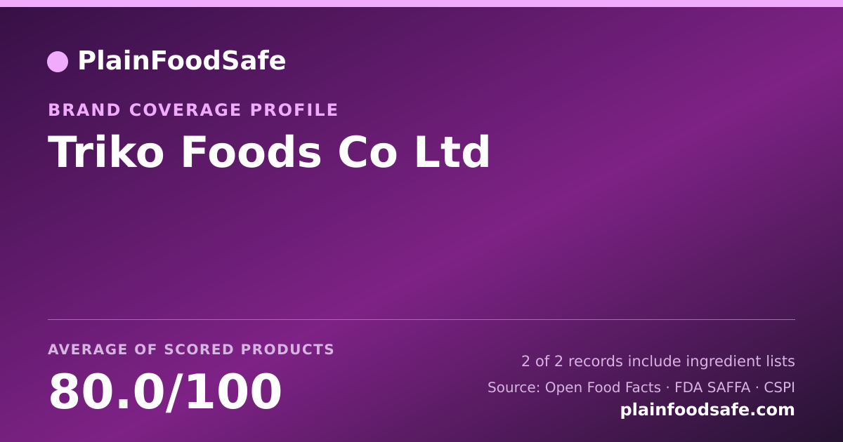Share card for Triko Foods Co Ltd Food Safety Profile