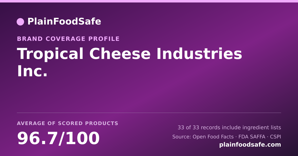 Share card for Tropical Cheese Industries  Inc. Food Safety Profile