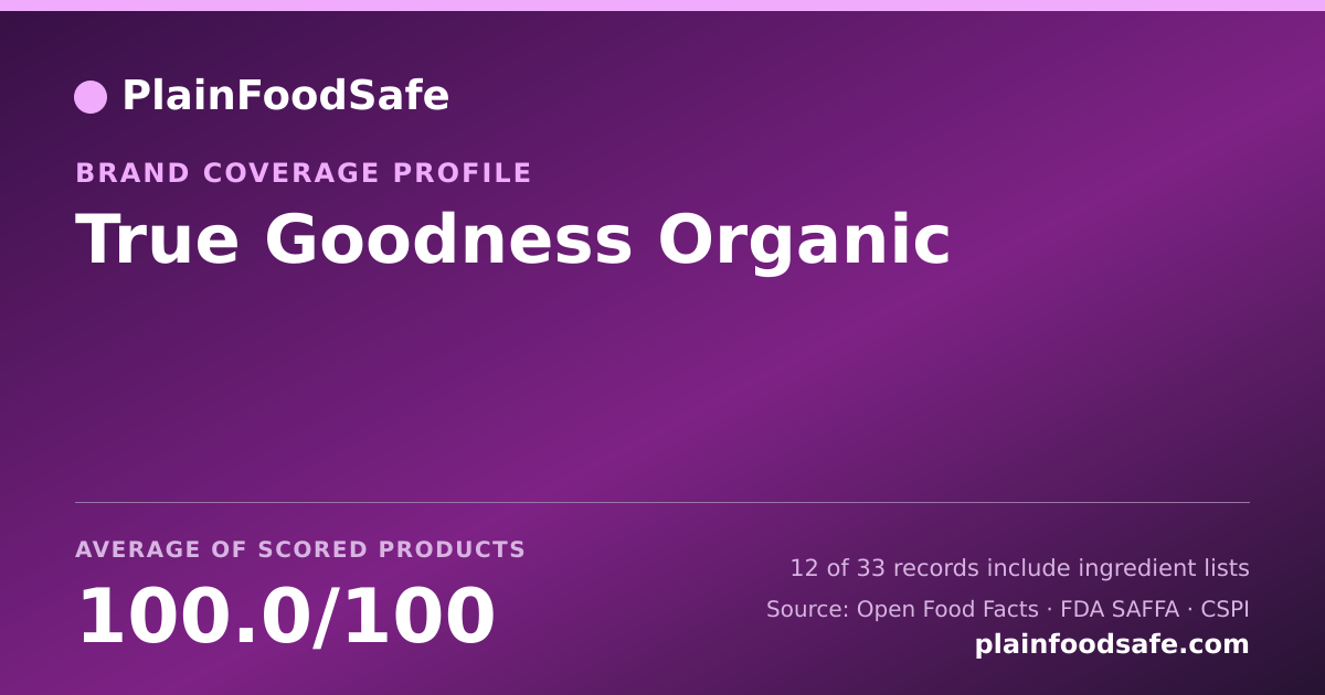 Share card for True Goodness Organic Food Safety Profile