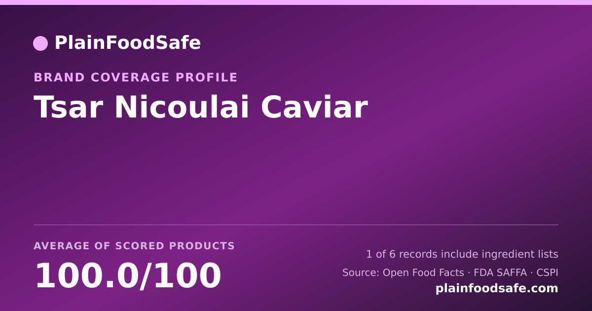Share card for Tsar Nicoulai Caviar Food Safety Profile