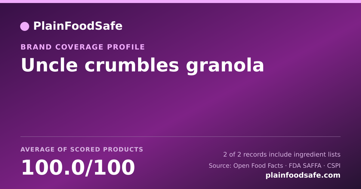 Share card for Uncle crumbles granola Food Safety Profile