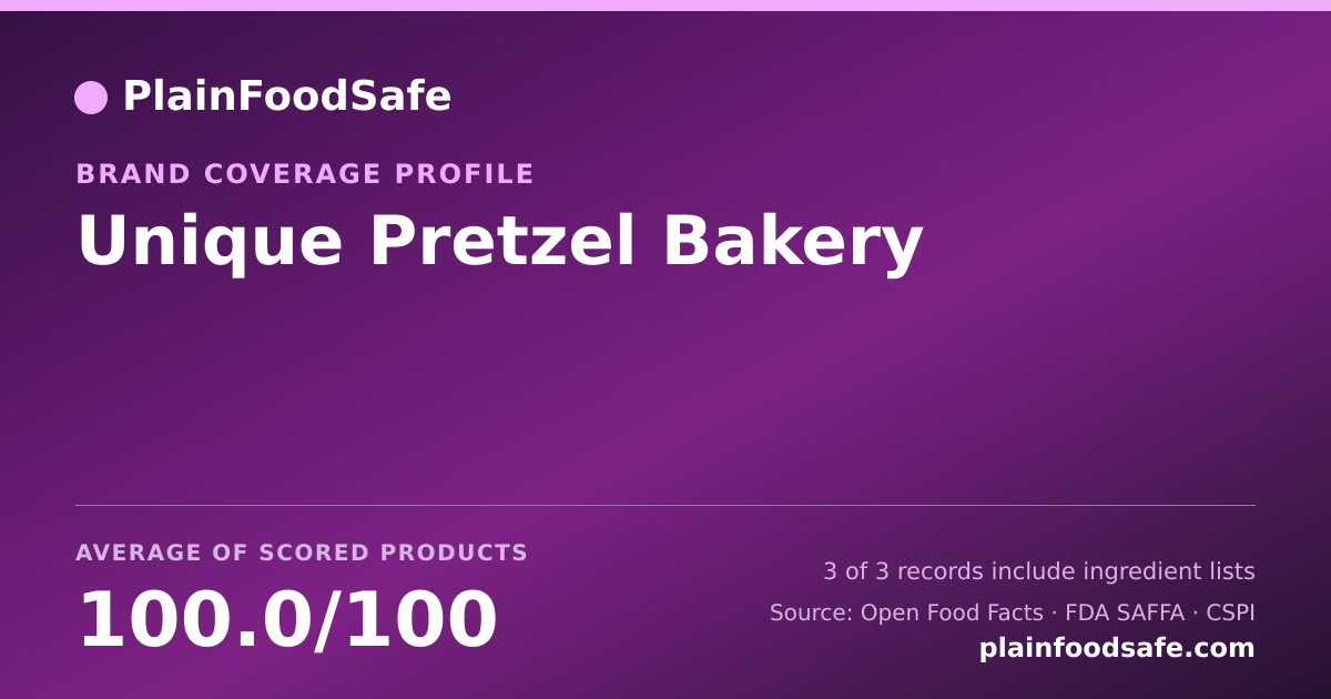 Share card for Unique Pretzel Bakery Food Safety Profile