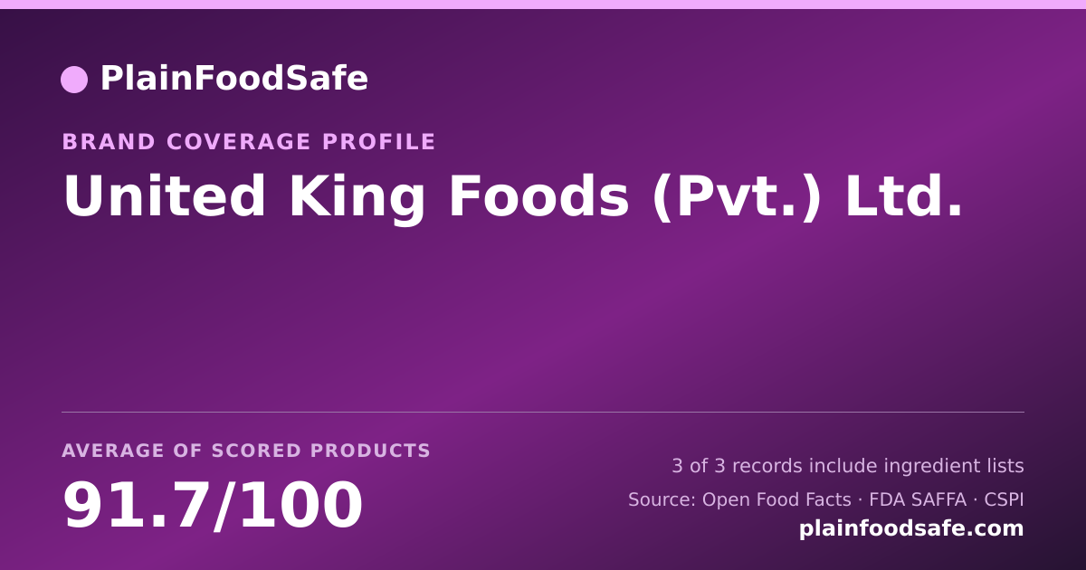 Share card for United King Foods (Pvt.) Ltd. Food Safety Profile