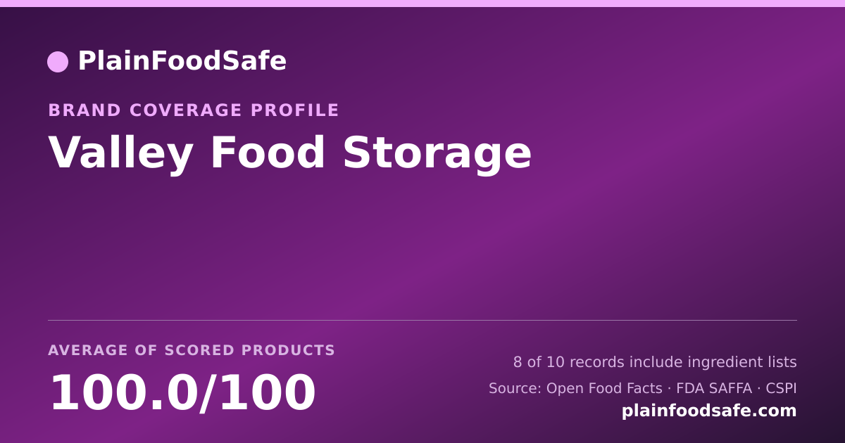 Share card for Valley Food Storage Food Safety Profile