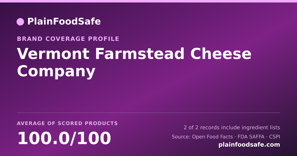 Share card for Vermont Farmstead Cheese Company Food Safety Profile