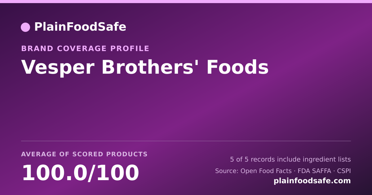 Share card for Vesper Brothers' Foods Food Safety Profile