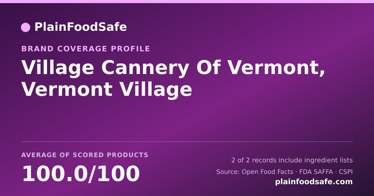 Share card for Village Cannery Of Vermont, Vermont Village Food Safety Profile