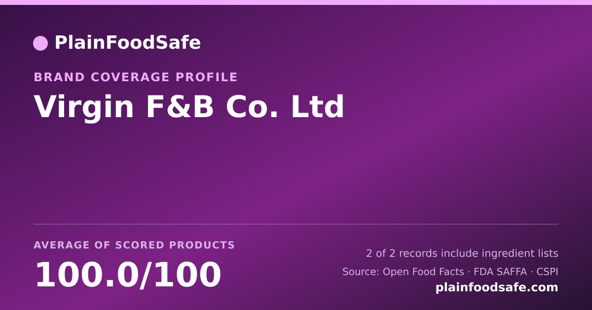 Share card for Virgin F&B Co.  Ltd Food Safety Profile