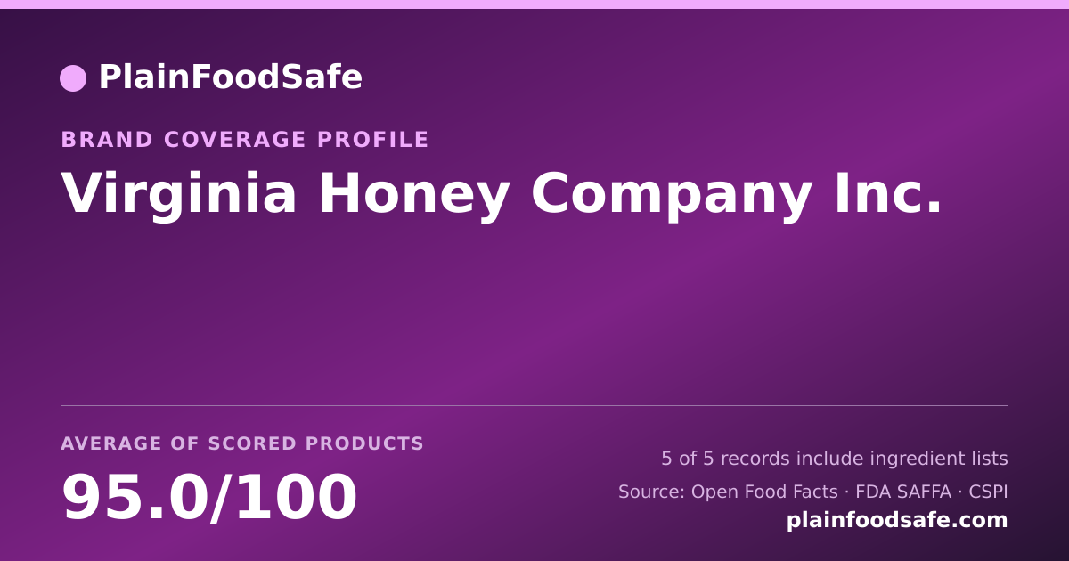 Share card for Virginia Honey Company  Inc. Food Safety Profile