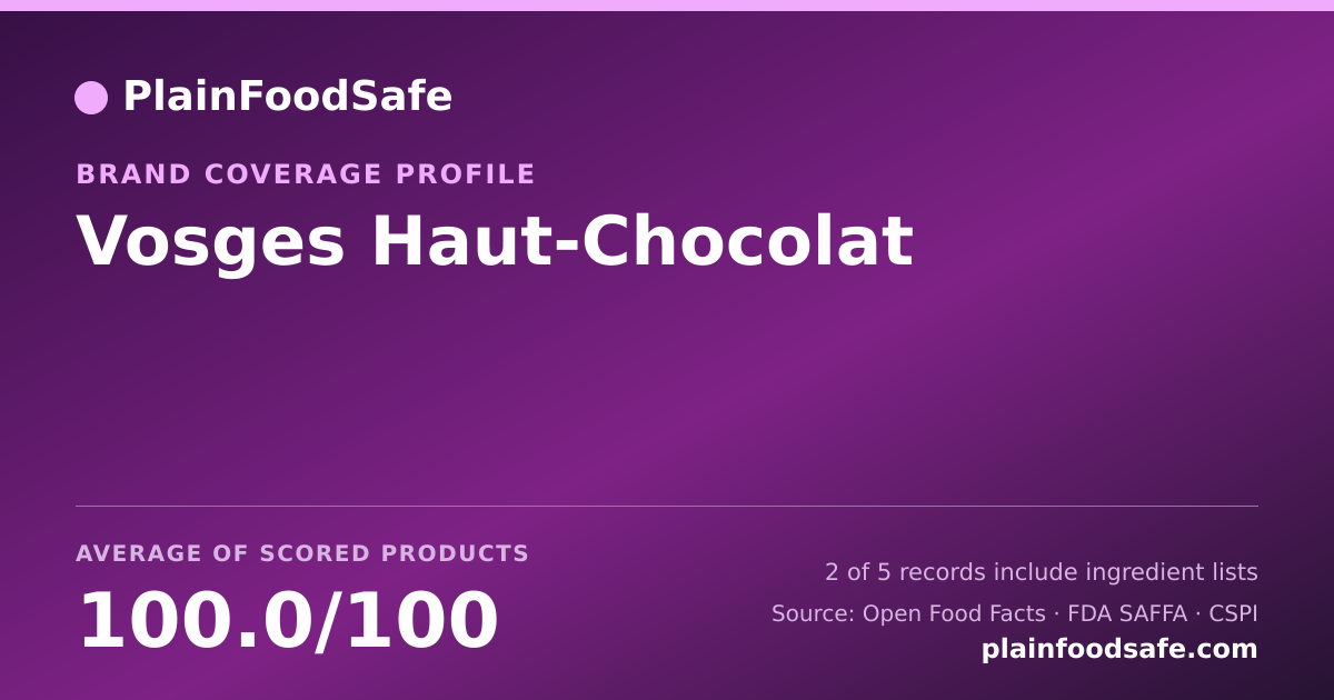 Share card for Vosges Haut-Chocolat Food Safety Profile