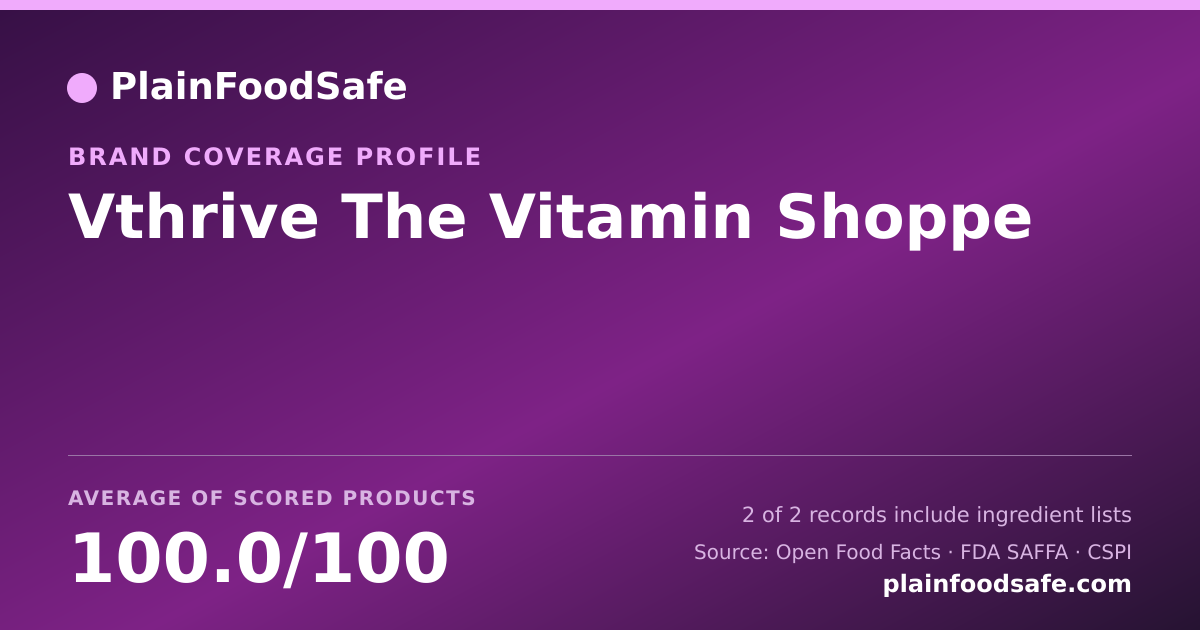 Share card for Vthrive The Vitamin Shoppe Food Safety Profile
