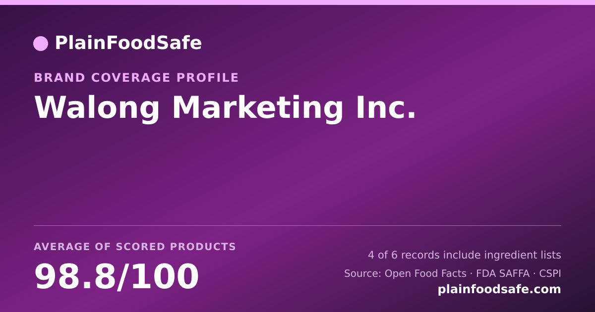 Share card for Walong Marketing  Inc. Food Safety Profile