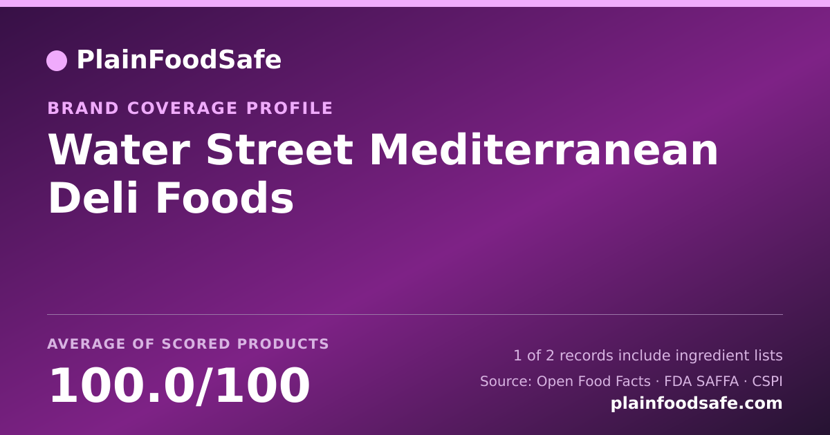 Share card for Water Street Mediterranean Deli Foods Food Safety Profile