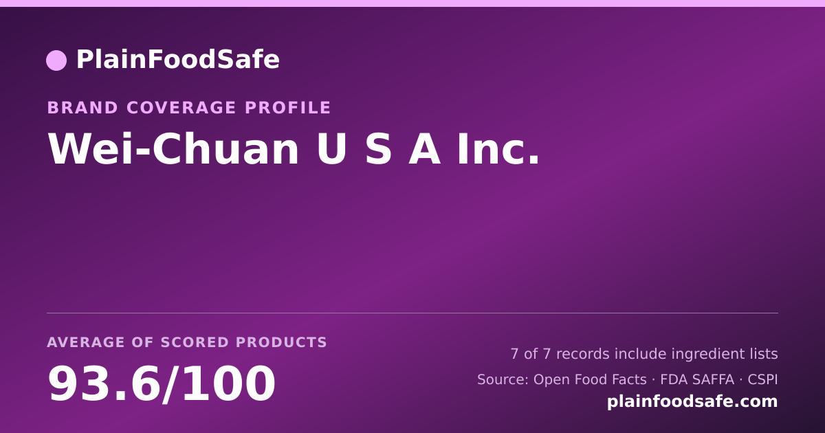 Share card for Wei-Chuan U S A Inc. Food Safety Profile