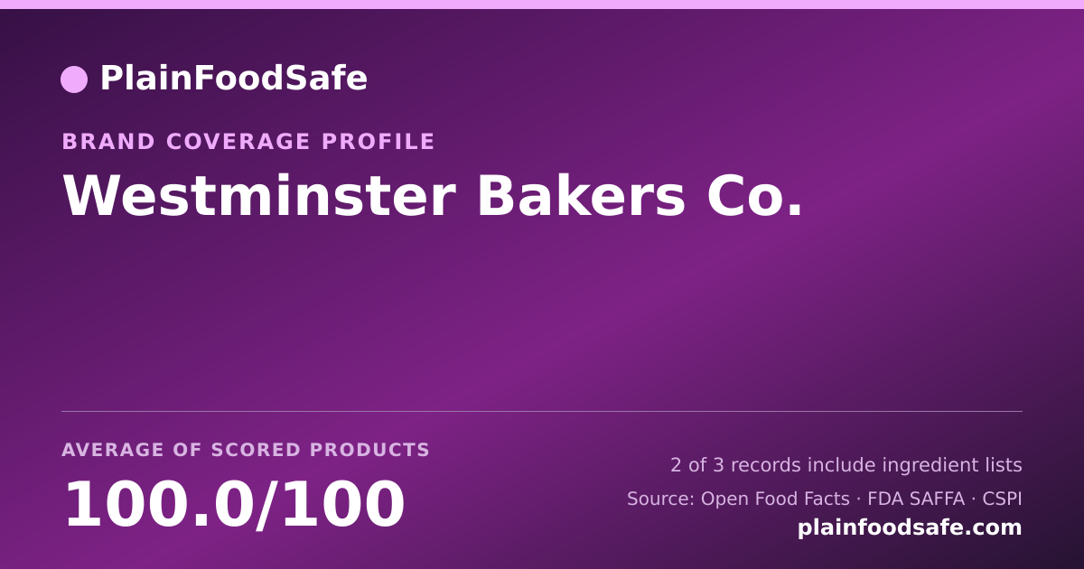Share card for Westminster Bakers Co. Food Safety Profile