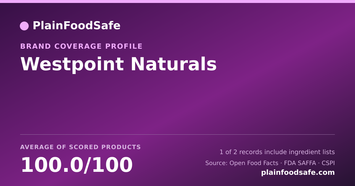 Share card for Westpoint Naturals Food Safety Profile
